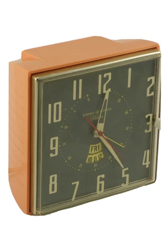 Vintage Retro General Electric Telechron 8H24 Kitchen Wall Clock Timer Day Date Cover