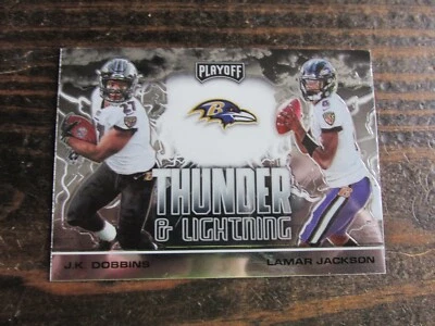 2020 Playoff THUNDER & LIGHTNING LAMAR JACKSON Insert Football Card #TL-1 Ravens - Image 1 of 2