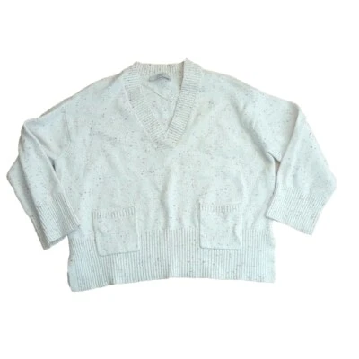 LOFT XS oversized v-neck sweater cream pink - Image 1 of 4