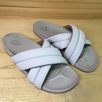 Olukai Hila Flip Flop Sandal Comfort Beige Puffy Slides Women’s Size 9 - Image 1 of 4
