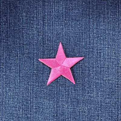 Pink Star Applique Patch - Embroidered Iron On Badge 2.25" - Image 1 of 2