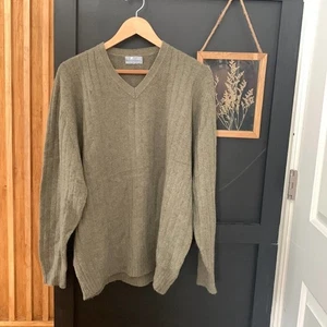 Bullock and Jones 100% Kaschmir V-Ausschnitt gerippter Pullover Sweater. L - Bild 1 von 7