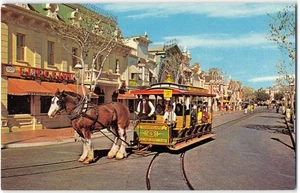 DISNEYLAND Horse-Drawn Street Car Main Street Anaheim, CA 1960s Vintage Postcard - Picture 1 of 2