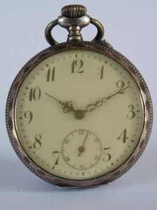 ANTIQUE SOLID SILVER with GOLD FACETED EDGES POCKET WATCH - Picture 1 of 12