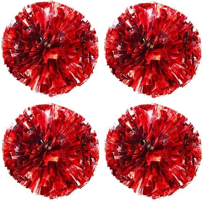 TTSAM 4 Pack (2 Pair) Metallic Foil Cheerleader Pom Poms & Plastic Ring...  - Image 1 of 4