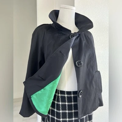 Vertigo Paris Black Swing Jacket Holiday Christmas Green Liner Womens M - Image 1 of 4