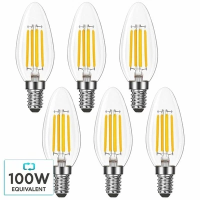 Luxrite Candelabra LED Light Bulbs 100W Equivalent 4000K B11 E12 Base 6-Pack - Image 1 of 4