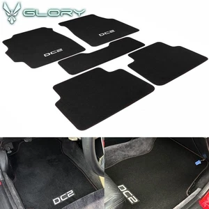 Fits 94-01 Acura Integra DC2 Logo Floor Mats Carpet Front Rear Nylon Black 5PCS - Picture 1 of 7