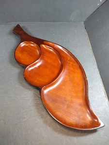 Wood Leaf French Philippines MCM Serving Tray Vintage Wood Decor - Picture 1 of 13