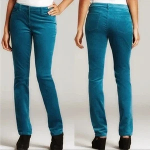 Pantalones de mezclilla de pana verde azulado Eileen Fisher calce ajustado para mujer talla 8 pierna recta nuevos con etiquetas - Imagen 1 de 7