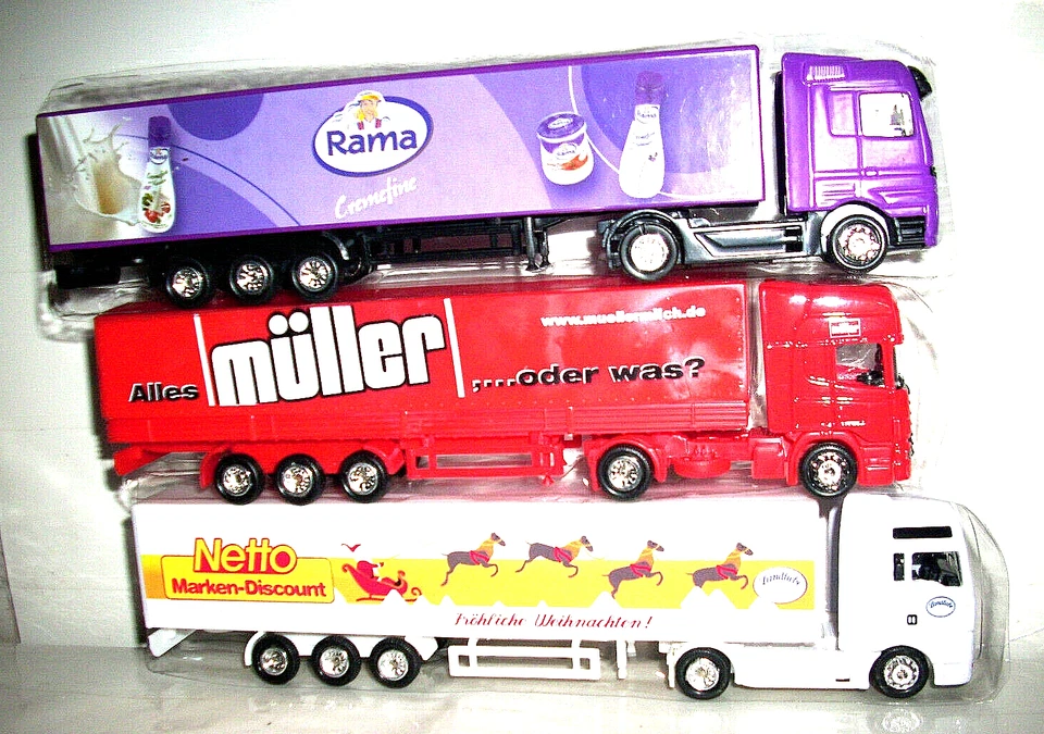 37-H 3 CAMION LKW Yogurt latte RAMA Müller milch + Supermercati Netto H0 Konv - Immagine 1 di 1