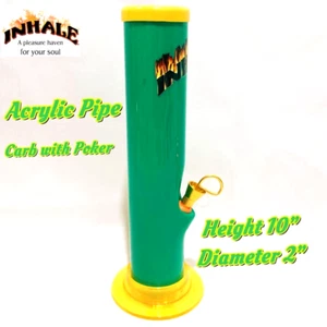 INHALE®️ 2x10" STRAIGHT ACRYLIC Hookah WATER PIPE with Carb MADE IN USA - Picture 1 of 4