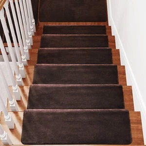 8Color Plush Carpet Stair Treads 7/14pc Set Soft Rug Indoor Landing Mat PURE ERA - Picture 1 of 88