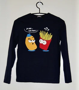 EUC DP...am Boy's Navy Blue Star Wars Parody LS Crew Neck T-Shirt sz 14 SMALL! - Picture 1 of 9