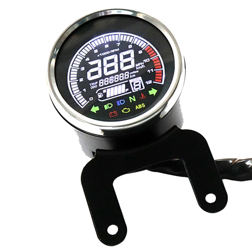 Medidor Medidor Universal 12V Motocicleta LCD Digital Odómetro Velocímetro Tacómetro Foto 1 de 4