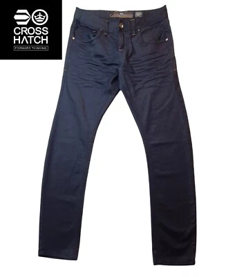 Pantalones de mezclilla Crosshatch Black Label para hombre azul brillante W30 L33 calce recto Foto 1 de 4