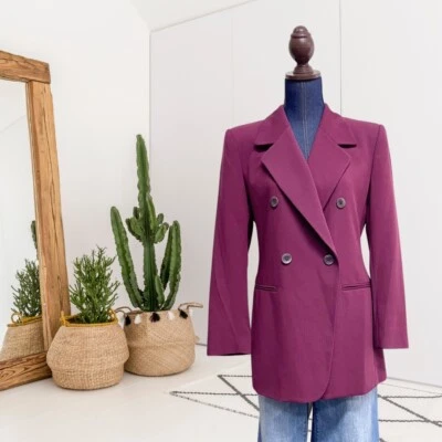 Vintage Jones Wear Womens 6 Ribbed Knit Blazer Jacket Soft Berry Maroon  - Image 1 of 4