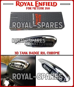 Royal Enfield "3D TANK BADGE RH, CHROME" For Meteor 350 - Express Shipping - Picture 1 of 13