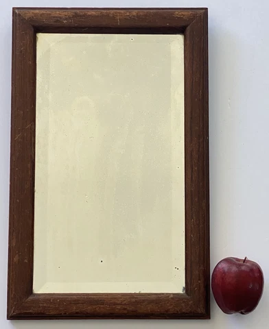 H. Crary Signed Antique Old Rectangular Oak Wood Rustic Western Beveled Mirror Cover