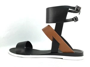 Sandalias planas Zara negras marrones con tiras UK4 EUR37 US6.5 - Imagen 1 de 6