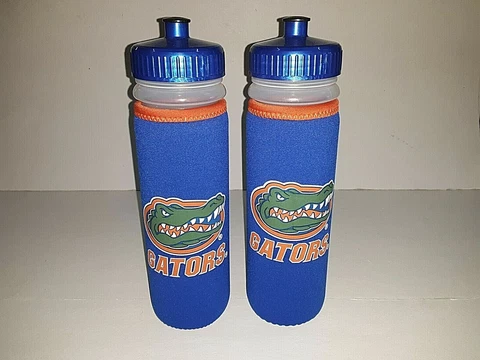 Florida Gators 22 oz Plastic Water Bottle with Neoprene Cover ( set of two) Cover