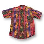 Vintage One 800 100 % Seide Shirt Größe M abstrakt Wild Disco Baggy Kultur AOP