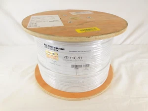 78-14C-91-RG6 Coaxial Cable, Copper Clad Steel, Plenum, Quad Shield 1000' NEW - Picture 1 of 5