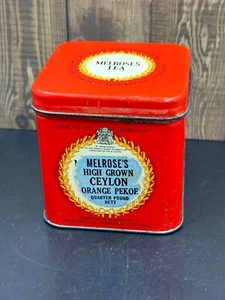 Vintage Tea Box Melrose's High Grown Ceylon Orange Pekoe Tin Edinburg Scotland - Picture 1 of 7