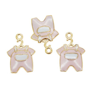 5pcs Pink Enamel Alloy Baby Clothing Pendants Charms Jewelry Crafts 39230