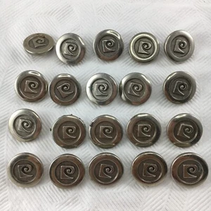 PIERRE CARDIN Round P Logo Silver Tone x20 Buttons Good Cond (TRACK & INSURANCE) - Picture 1 of 12