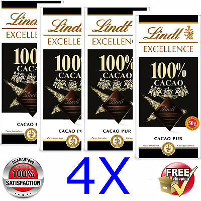 4x Lindt Excellence @ 100% PURE CACAO Chocolate Finest @ 4x 50g/1.75oz • 26.10€