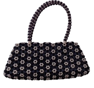 Elegante monedero con cuentas de amítesis profundo y blanco con cuentas púrpura bolso de mano de boda Foto 1 de 4