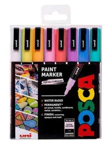 Uni POSCA PC-3M Painting Markers, Pastel Colours (Set Of 8) - Picture 1 of 8