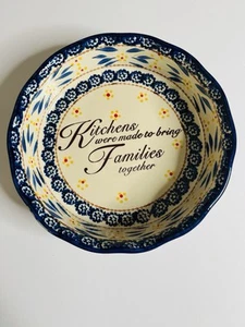 Temp-tations vorzeigbares Ofengeschirr alte Welt blau 9" überbackene Kuchenplatte Zitat - Bild 1 von 4