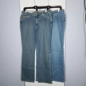 St. Johns Bay Jeans 12L Denim Blue Straight Leg Bootcut Stretch Mid Rise 2 Pair - Picture 1 of 17