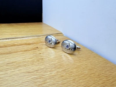 GEMELOS MASÓNICOS VINTAGE ESMALTE PLATA SANTUARIOS RITO ESCOCÉS Foto 1 de 2