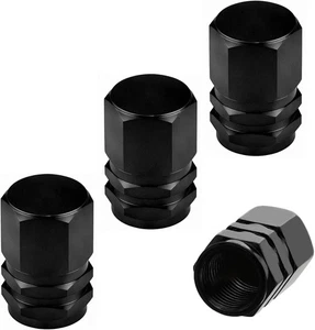4x Car Tyre Tire Wheel Rims Stem Air Valve Screw Caps Dust Cover Car Black - Picture 1 of 6