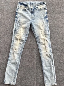 Southpole Moto Jeans Herren 28x31 Light Wash Distressed Biker Denim Skinny Fit - Bild 1 von 17