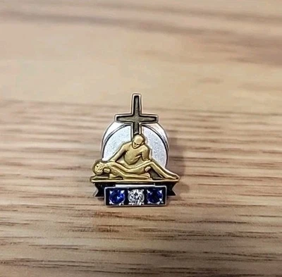 Buen Samaritano Cruz Tanner Jewelry Company 10k Pin Religioso Diamante Zafiro Foto 1 de 3