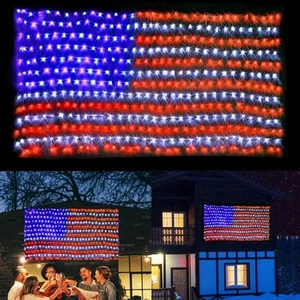 6.5ft x 3.3ft American Flag Net Light, 420 LED String Lights Party Garden Decor - Picture 1 of 10