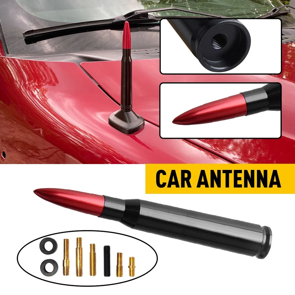 Antena de bala de 5,5" 50 Cal para Ford Dodge Chevy GMC Jeep Toyota aluminio rojo Foto 1 de 4