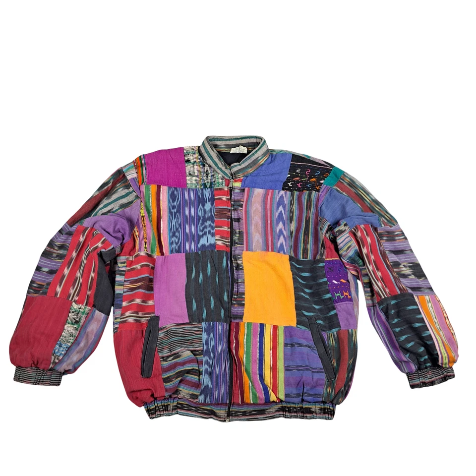 Chaqueta Bomber Parche Vintage Guatemala Textil Mixto Cremallera Completa Años 80 Adulto XL Foto 1 de 4