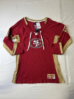 Camisa Majestic San Francisco 49ers para mujer de encaje frontal manga larga mediana nueva con etiquetas E3 Foto 1 de 4
