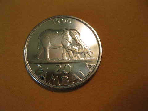 1996 Malawi coin  ELEPHANT WITH BABY 20 Tambala Unc beauty ebayship Cover