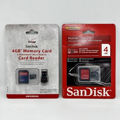 SanDisk 4GB Memory Card Lot Of 2 Micro SDHC SD Mobile Card Reader Verizon Mate - Image 1 of 4