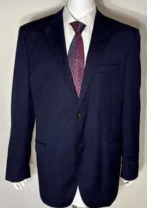 Abrigo deportivo SUITSUPPLY para hombre 60IT 50US L azul marino lana a rayas 110’s grande y alto - Imagen 1 de 15