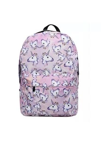 Girls School Bag Backpack Cute 3D Unicorn Cartoon Print Canvas Shoulder Bookbag - Picture 1 of 7