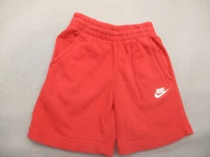 NIKE Size S Kids Unisex Red 100% Cotton Stretch Waist Pocket Sweat Shorts 970 - Picture 1 of 6