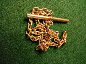 Antica catena per orologio da tasca Art Deco in oro 10 carati con barra a T .67 troy oz - Foto 1 di 5