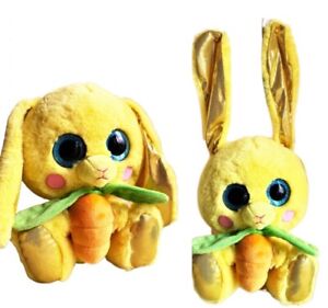 Easter Deco Plush Glitter Rabbit Bunny Teddy Yellow Soft Egg Hunt Basket Toys UK